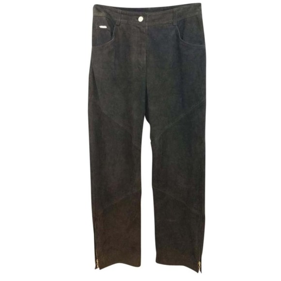 St. John Sport Pants - St. John Sport Dark Brown Suede Leather Pants 8
